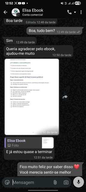 Depoimento real de leitora 6 do ebook Saúde Íntima Sem Segredos